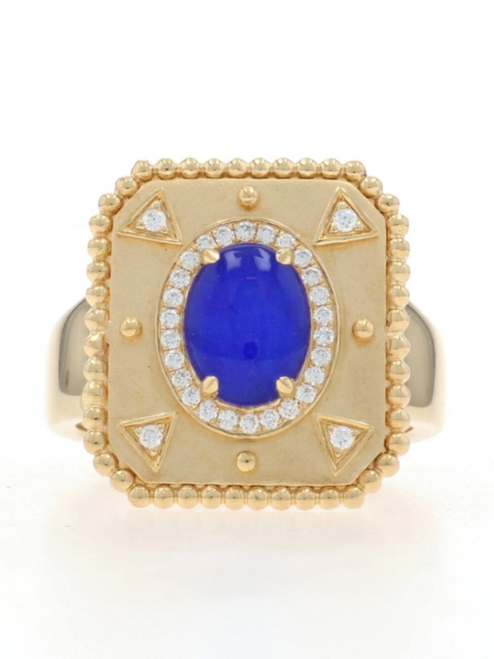 Doves Justinian Lapis & Quartz Doublet Diamond Ring Yellow Gold 18k Oval 1.64ctw
